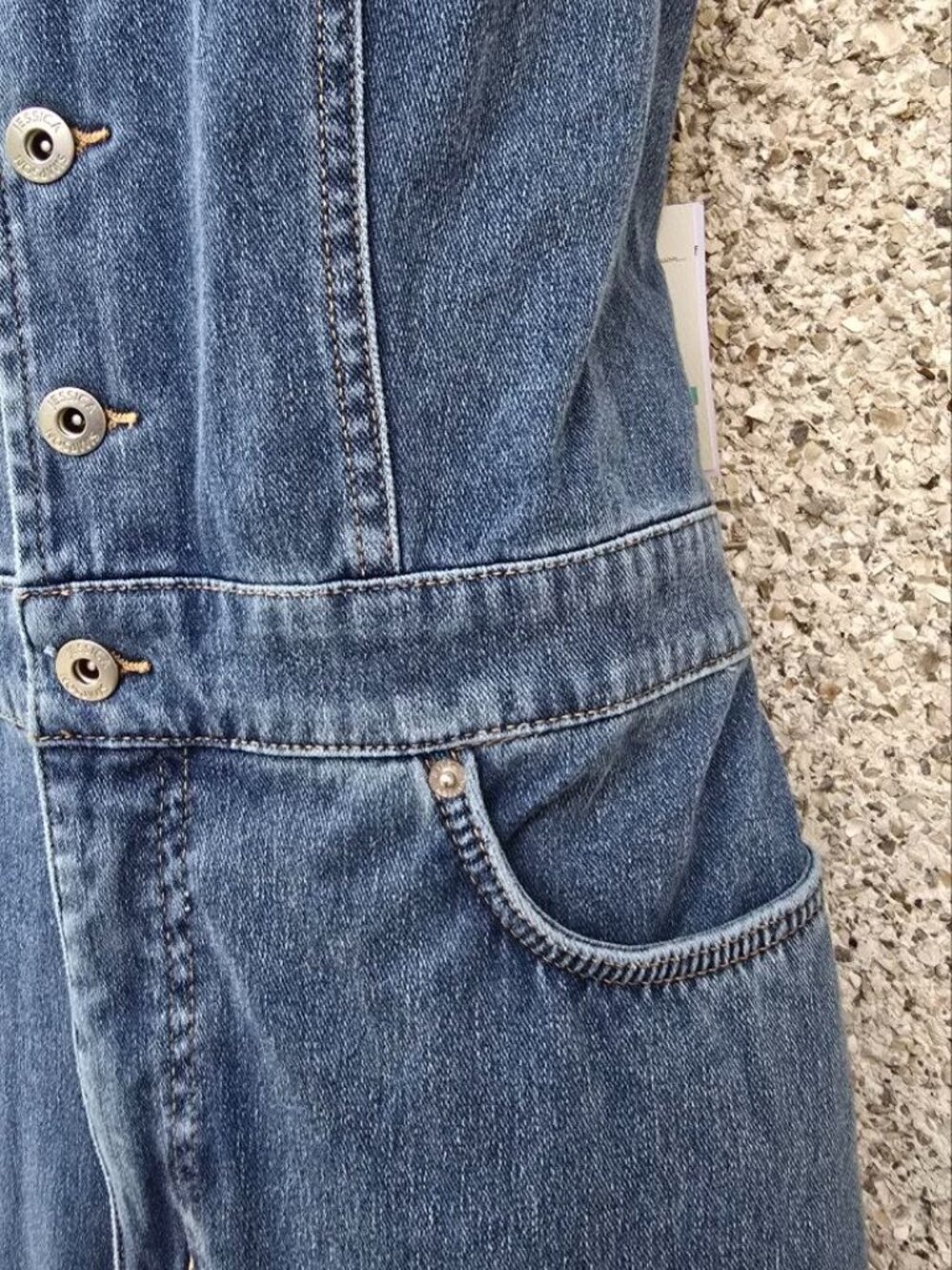 Jessica Simpson NWT Sleeveless Denim Jumpsuit Wide Leg Button Front Size 16 - Picture 5 of 12